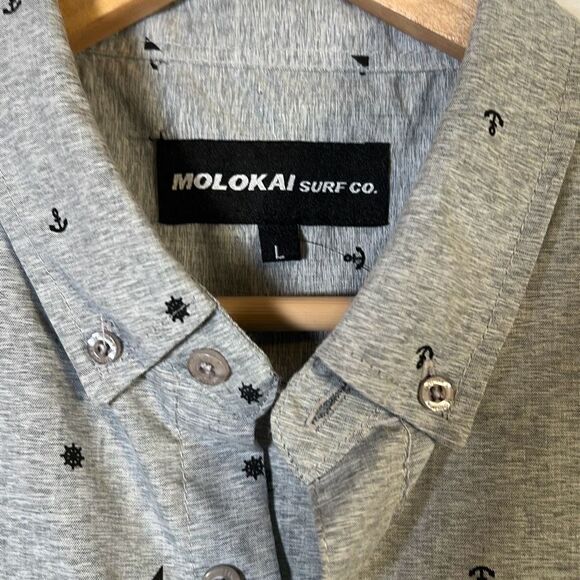 Molokai surf co. Short sleeve casual button down shirt- Men Large - Picture 2 of 6